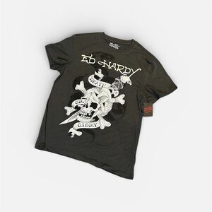 Ed Hardy grey tee new !! With rhinestones